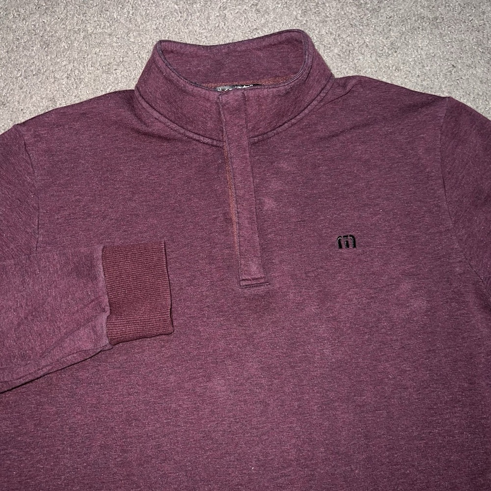 Travis Mathew Jacket Mens L Dark Red 1/4 Zip Cloud 2.0 Sweatshirt Pullover Golf